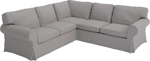 Miniatura 2 de Funda de repuesto para sofá Ektorp 2 2 de algodón compatible con IKEA Ektorp esquinero o seccional (gris denso más claro)