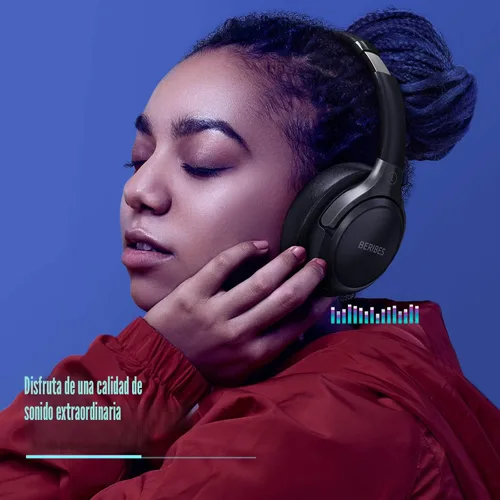 Miniatura 5 de BERIBES Auriculares Bluetooth sobre la oreja, tiempo de reproducción de 65 horas y 6 modos de música ecualizados, auriculares inalámbricos