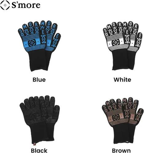 Miniatura 8 de S'more Guantes de barbacoa resistentes al calor, guantes de parrilla al aire libre, guantes de silicona antideslizantes para horno, guantes largos
