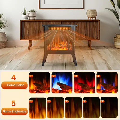 Miniatura 3 de Estufa de Chimenea Eléctrica, Calentamiento Rápido, Calentador de Chimenea Infrarrojo de 1500W con Temporizador de 8H, Control Remoto, Estufa