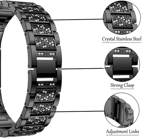 Miniatura 3 de FitTurn Bandas brillantes de joyería para Amazfit Bip 6/Bip 5 Band para mujeres y hombres, correa de metal de repuesto para Amazfit Bip 6