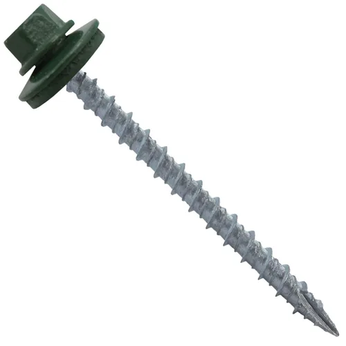 Miniatura 13 de 10 tornillos para techos de metal gris ABC de 2-1/2 pulgadas, cabezal de arandela hexagonal, arranque automático/roscado, arandela EPDM. 1 bolsa
