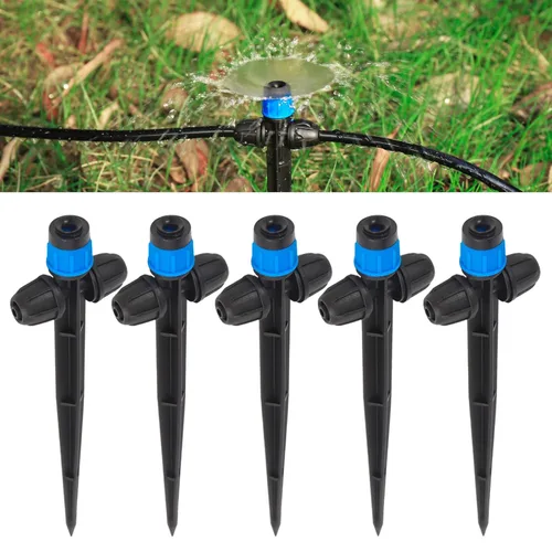 Miniatura 6 de Emisores de riego por goteo, emisores de goteo ajustables de 360 grados en 5" con estaca para tubos de riego por goteo de 1/4 de pulgada, goteros