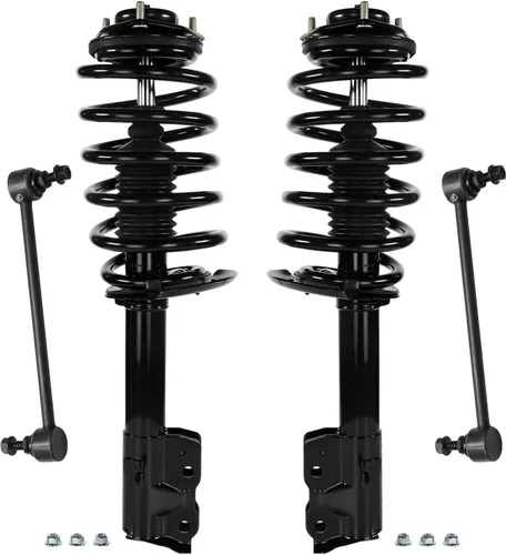Miniatura 24 de Detroit Axle - Kit de 4 barras estabilizadoras delanteras para Ford F-150 2021 2022 2023 2024, 2 puntales con resorte helicoidal, 2 eslabones