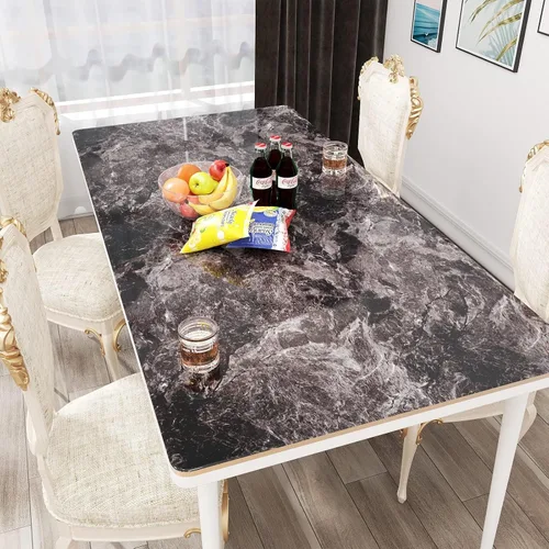 Miniatura 5 de Papel adhesivo de vinilo modelo Piedra arenisca granito, con aspecto de mármol, color negro, brillante, para decoración de pared, calcomanía, papel