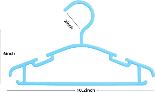 Miniatura 2 de Paquete de 100 perchas azules para ropa de bebé, perchas de plástico para niños para armario, niño pequeño, bebé, niño, recién nacido, perchas