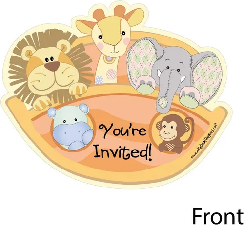 Miniatura 2 de Big Dot of Happiness Noah's Ark - Invitaciones de relleno en forma de - Tarjetas de invitación de baby shower con sobres - Juego de 12