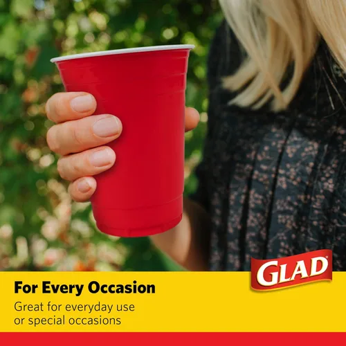 Miniatura 5 de Tazas de plástico desechables de Glad Everyday de plástico, 100 unidades, resistentes y resistentes, de plástico, color rojo para todas las ocasiones