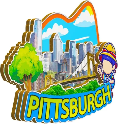 Miniatura 2 de Pittsburgh Pennsylvania USA - Imán de madera para nevera 3D, monumentos coleccionables para viajes, decoración hecha a mano -1599