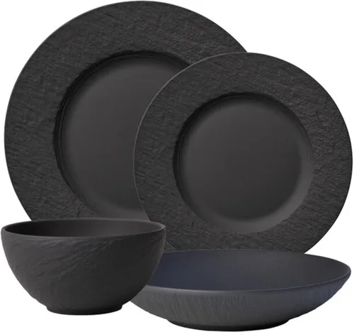 Miniatura 7 de Villeroy & Boch Manufacture Rock Blanc - Juego de 4 platos y cuencos, porcelana premium, fabricado en Alemania, blanco mate