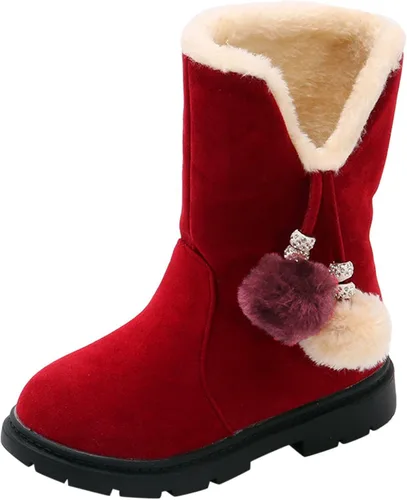 Toddler Kids Snow Boots Booties Baby Girls Princess Shoes Non-Slip Girl's Fleece Lining Footwear Winter Warm Prewalker