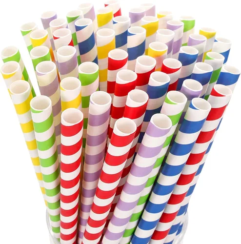 Miniatura 8 de Paquete de 100 popotes de papel extra anchos, batidos de papel Boba, pajitas biodegradables de 0.394 pulgadas de ancho para té de burbujas