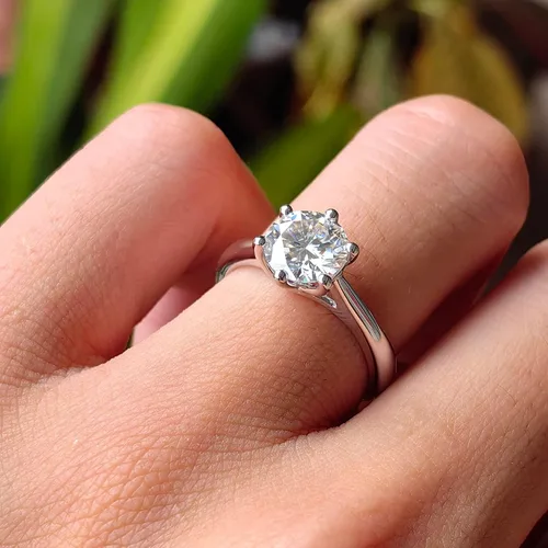 Miniatura 4 de DovEggs 1-3 Carat Brilliant Round G-H-I Color Heart Arrows Cut Moissanite Lab Created Diamond Engagement Ring Sterling Silver Solitaire Moissanite