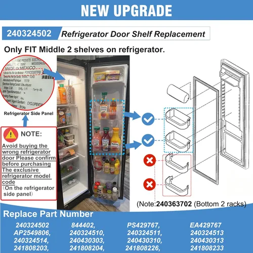 Miniatura 3 de Paquete de 2 cubos para estantes de puerta de refrigerador 240324502 (derechos) para Frigidaire, Kenmore, Crosley piezas de repuesto