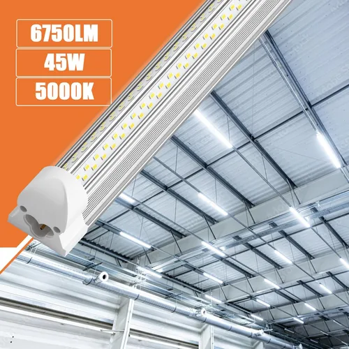 Miniatura 2 de Luces LED de tienda de 4 pies, paquete de 8 45 W, 5000 K, luz diurna 6750 lm, luz LED muy brillante para garaje, taller, almacén, fácil instalación
