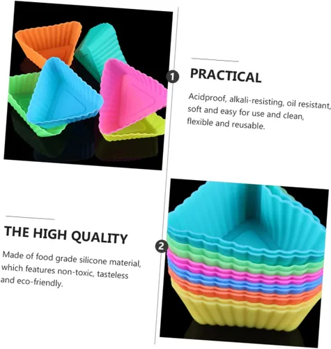 Miniatura 9 de Moldes de silicona para magdalenas triangulares, mini velas de silicona para tartas, molde para tartas de chocolate, tazas de papel, molde