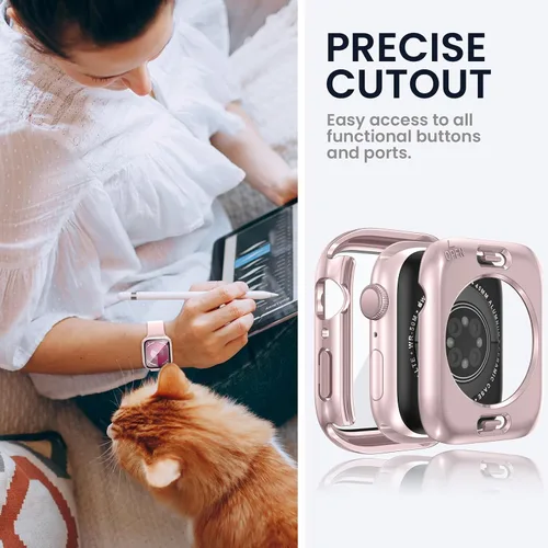 Miniatura 6 de Tensea (2 en 1) para Protector de Pantalla Impermeable para Apple Watch 41mm Serie 9/8/7 Accesorios, 360 Frente y Espalda, Funda Protectora de Cara