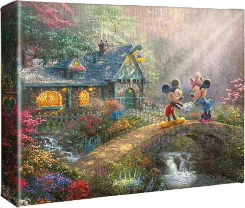 Miniatura 6 de Thomas Kinkade Studios Mickey and Minnie - Puente cariño de 11 x 14 pulgadas, marco negro satinado