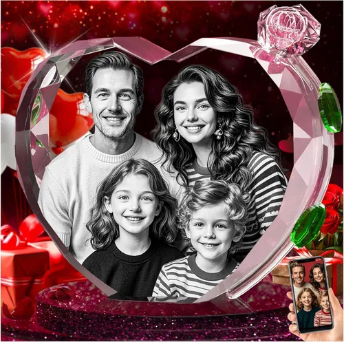 Miniatura 21 de QPCBEBY Foto de cristal 3D con rosa de cristal rojo, regalos personalizados para el día de la madre para mamá, esposa, mujer, ella, novia, pareja