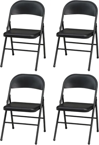 MECO Sudden Comfort - Juego de 4 sillas plegables de acero con marco de acero y respaldo contorneado para eventos en interiores o exteriores, juego