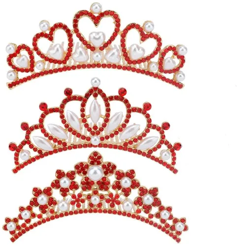 Miniatura 9 de ANBALA Corona tiara pequeña con peine para el cabello, paquete de 3 mini tiara, corona de princesa, accesorios para el cabello brillante con cristal