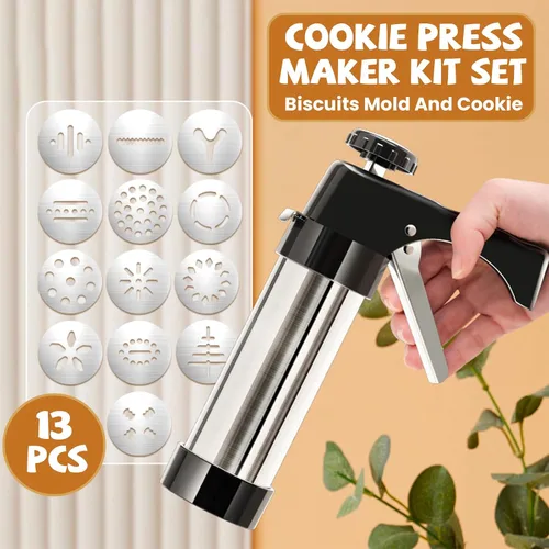 Miniatura 4 de Pistola de prensa de galletas negra - Kit de prensa de galletas Spritz con 13 discos y 8 puntas de tubería Perfecto para Acción de Gracias