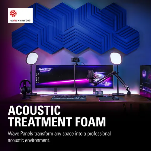 Miniatura 2 de Elgato Wave Panels Starter Set (azul) - 6 paneles de tratamiento acústico, espuma de doble densidad, marcos EasyClick patentados, diseño modular