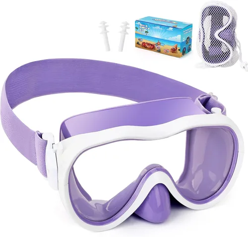 Miniatura 13 de Gafas de natación para niños con cubierta para la nariz, máscara de natación antifugas con correa de tela elástica, gafas de natación con protección