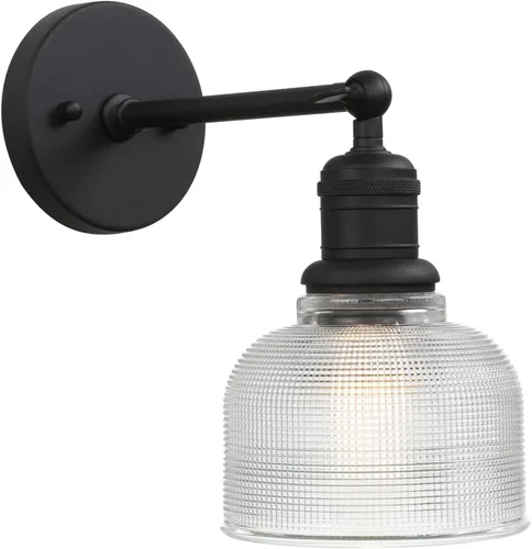 Yosoan Aplique de pared vintage bohemio para interiores con pantalla de cuenco a rayas, 1 luz moderna industrial montado en la pared, pantalla de