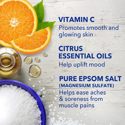 Miniatura 6 de Dr Teal's Sal de Epsom - Remojo, brillo y resplandor con vitamina C y aceites esenciales cítricos, 3 libras (paquete de 4)
