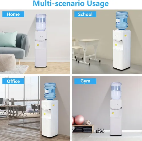 Miniatura 7 de Top Loading Dispensador de enfriador de agua para botellas de 5 galones, 3 ajustes de temperatura, dispensador de agua caliente y fría con bloqueo