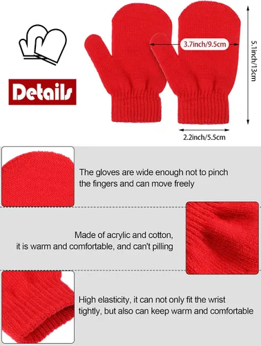 Miniatura 2 de Sumind 12 pares de guantes de punto para niños guantes elásticos cálidos de invierno guantes de guante para bebés para niños y niñas