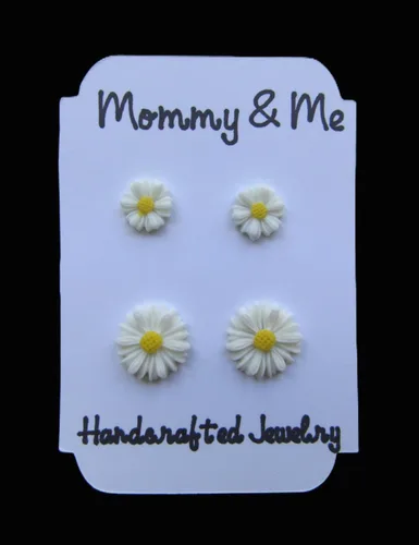 Miniatura 6 de Aretes de margaritas para mamá e hija, joyería de flores a juego para madre e hija