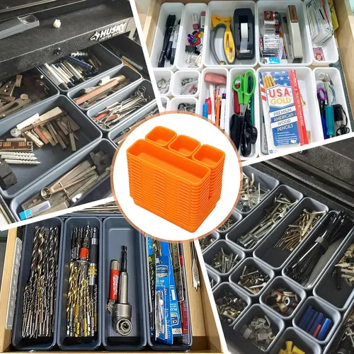 Miniatura 3 de Paquete de 42 Organizadores de Caja de Herramientas Divisores de Bandeja de Herramientas, Carro de Cofre de Herramientas Rodante Gabinete Mesa