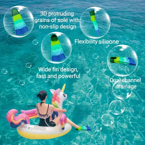 Miniatura 5 de Swimming Training Fins,Comfortable Silicone Flippers for Swimming and Diving,Size Suitable Kids Girls Boys Adult