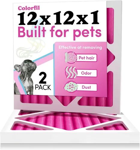 Colorfil - Filtro de aire de 12 x 12 x 1 pulgadas, filtros que cambian de color para olores de gatos y perros, filtro de aire acondicionado MERV 8