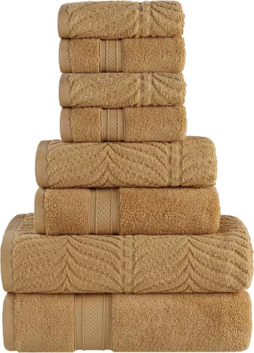 Miniatura 49 de Superior Juego de toallas surtidas de algodón Chevron de 12 piezas, cero torsión, secado rápido, artículos esenciales para el hogar, ducha, spa