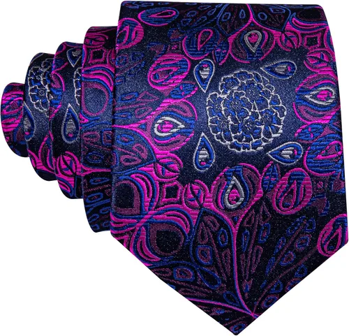 Miniatura 7 de YOHOWA Conjunto de corbata de boda para hombre, corbatas de cachemira con pañuelo, gemelos de seda formal para negocios
