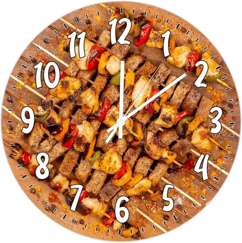 Reloj de pared colgante de carne para barbacoa, sin tictac, para decoración de cocina, cocina, cocina, cocina, cocina, decoración de pared, para