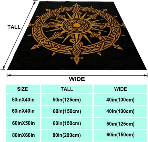 Miniatura 2 de Manta de franela para hombres y niños, compatible con diseño celta vikingo, brújula mágica rúnica Vegvisir en el círculo de runas nórdicas