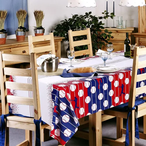 Miniatura 6 de durony Mantel de béisbol de plástico para mesa de béisbol, suministros de fiesta temática de béisbol, mantel rectangular impermeable para decoración