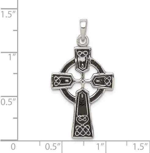 Miniatura 2 de Colgante de plata de ley 925 maciza con nudo celta antiguo irlandés Claddagh con cruz