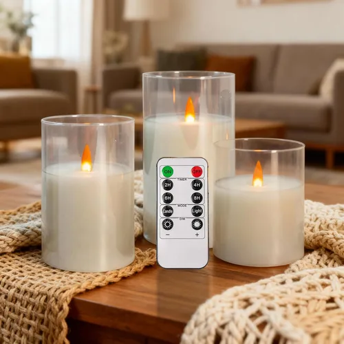 Miniatura 14 de Velas de té recargables sin llama con temporizador remoto y base de carga, velas LED que funcionan con pilas, velas USB para otoño, boda, Navidad