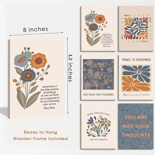 Miniatura 2 de 6 lienzos de salud mental para pared, estilo bohemio, psicología motivacional, decoración de pared, fotos, terapia, oficina, arte de pared
