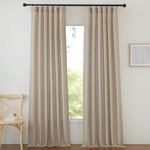 Miniatura 62 de NICETOWN Cortinas de lino natural con textura de lino para dormitorio, mezcla de lino rústica con ojales en la parte superior, semitransparentes