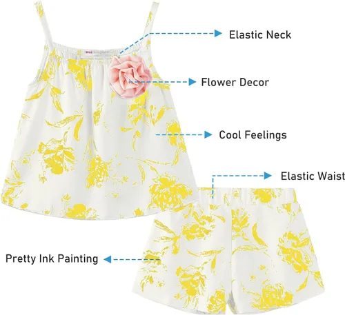 Miniatura 46 de LittleSpring Conjunto de verano para niñas con camiseta sin mangas y pantalones cortos florales