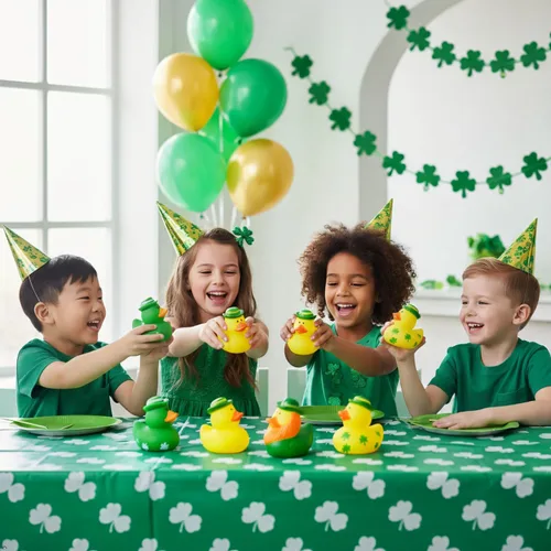 Miniatura 5 de 27 piezas de patos de goma para el día de San Patricio, accesorios para baby shower, mini patitos de 2.16 pulgadas, juguetes de baño para niños