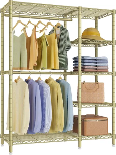 Miniatura 14 de VIPEK V7C - Percheros de ropa con cubierta, portátiles, para colgar ropa, perchero resistente para ropa con estantes, armario de metal, con Estante
