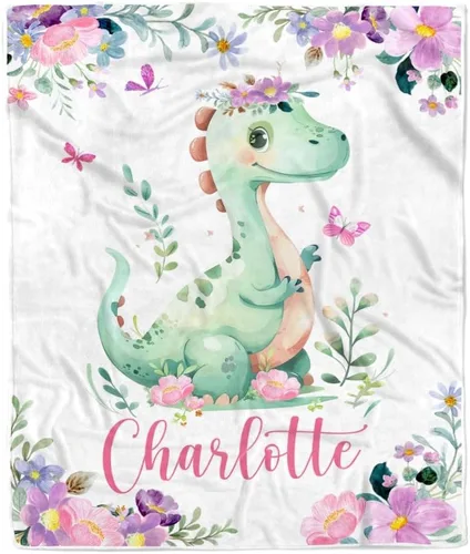 Miniatura 23 de Manta de bebé personalizada con nombre, linda flor de elefante, recién nacido, niña, niños, hija, multicolor 507