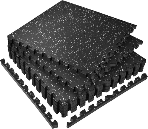 SUPERJARE Alfombrillas de Equipos de Ejercicio con Superficie de Goma de 0.56 pulgadas de Grosor, 6 Piezas, 24 Pies Cuadrados, Alfombrillas de